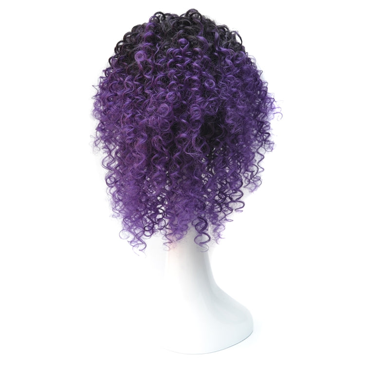 T191006 European and American Wig Headgear with Short and Small Curly Hair for Women (Purple)