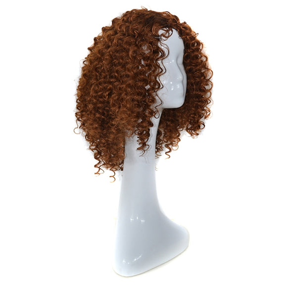 T191006 European and American Wig Headgear with Short and Small Curly Hair for Women (Light Brown)