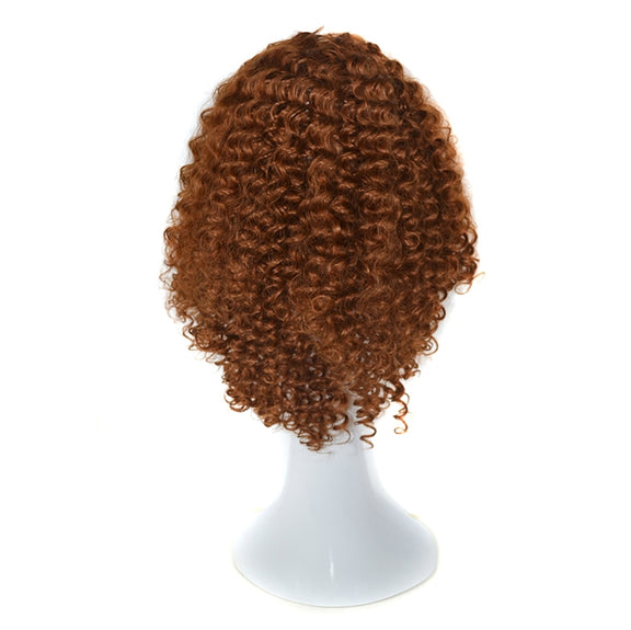 T191006 European and American Wig Headgear with Short and Small Curly Hair for Women (Light Brown)