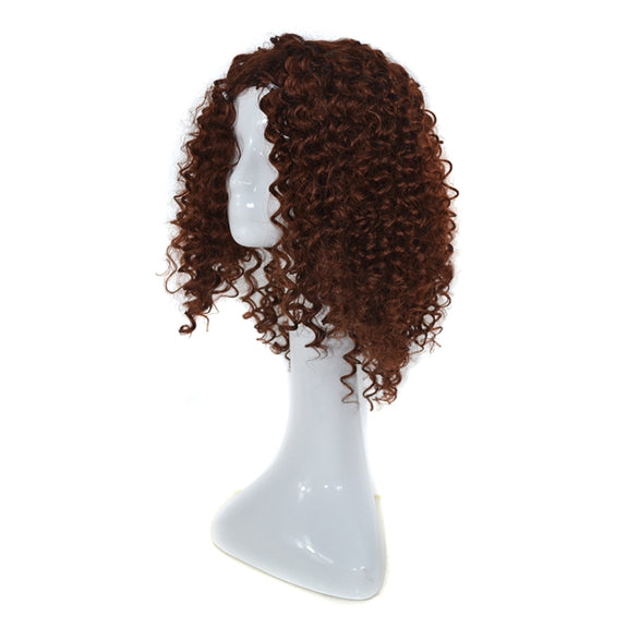 T191006 European and American Wig Headgear with Short and Small Curly Hair for Women (Dark Brown)