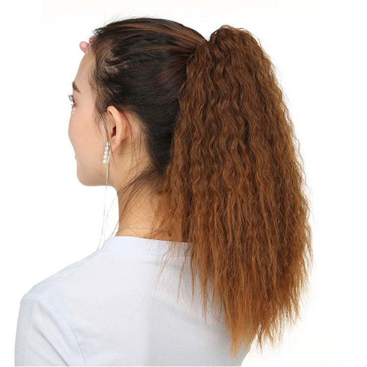 Natural Retro Short Curly Hair Clip-on Corn Blanching Horsetail Wig (Flaxen)
