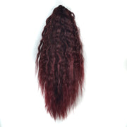 Natural Retro Short Curly Hair Clip-on Corn Blanching Horsetail Wig (Wine Red)
