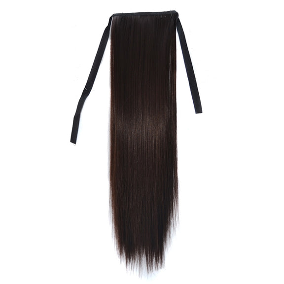 Natural Long Straight Hair Ponytail Bandage-style Wig Ponytail for Women���Length: 45cm (Black Brown)