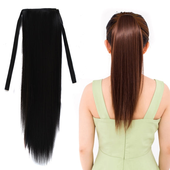 Natural Long Straight Hair Ponytail Bandage-style Wig Ponytail for Women���Length: 45cm (Black)