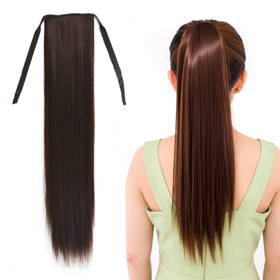 Natural Long Straight Hair Ponytail Bandage-style Wig Ponytail for Women���Length: 60cm(Black Brown)
