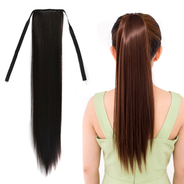 Natural Long Straight Hair Ponytail Bandage-style Wig Ponytail for Women���Length: 60cm (Black)
