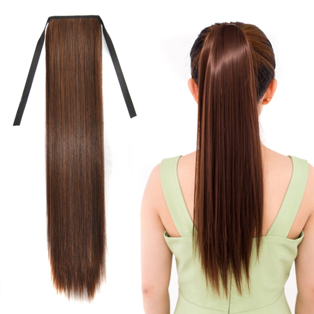 Natural Long Straight Hair Ponytail Bandage-style Wig Ponytail for Women���Length: 60cm (Flaxen)