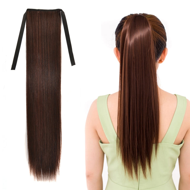 Natural Long Straight Hair Ponytail Bandage-style Wig Ponytail for Women���Length: 60cm (Marron)