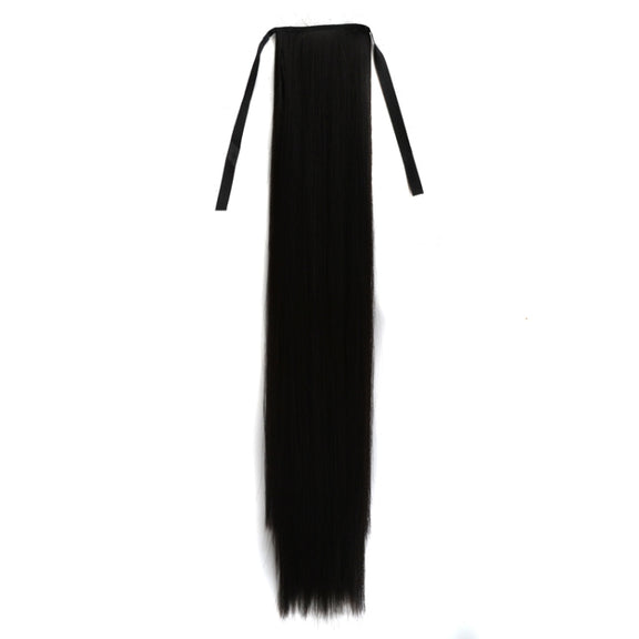 Natural Long Straight Hair Ponytail Bandage-style Wig Ponytail for Women���Length: 75cm(Black)