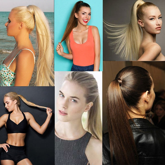 18H22# Invisible Seamless Bandage-style  Wig Long Straight Hair Wig Ponytail