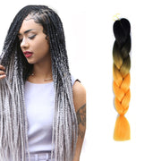 Fashion Color Gradient Individual Braid Wigs Chemical Fiber Big Braids, Length: 60cm(09 Black+Orange Yellow)