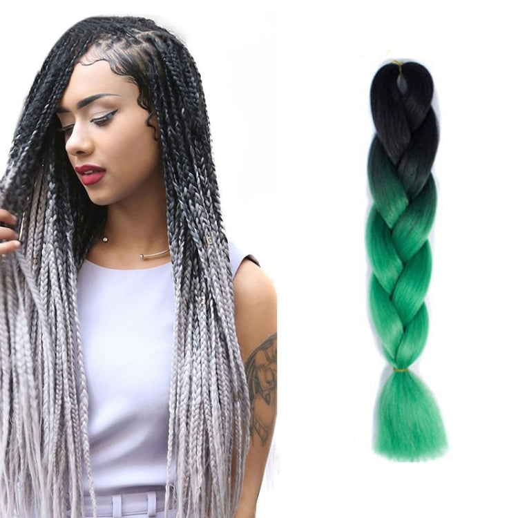 Fashion Color Gradient Individual Braid Wigs Chemical Fiber Big Braids, Length: 60cm(12 Black+Dark Green) - free shipping - PMC TechLife - Order now!