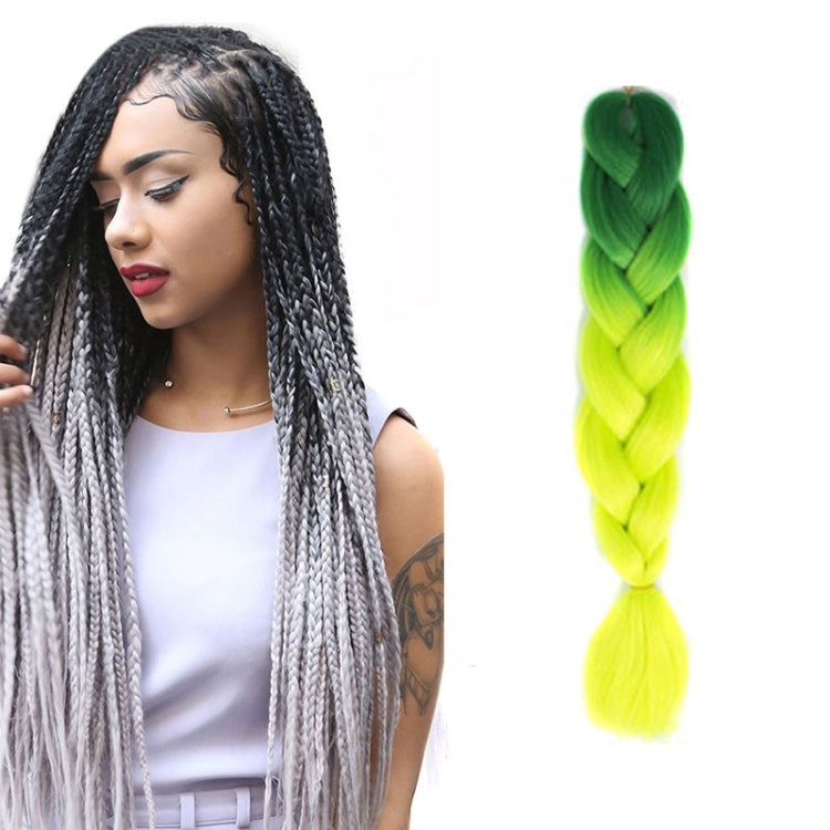 Fashion Color Gradient Individual Braid Wigs Chemical Fiber Big Braids, Length: 60cm(19 Dark Green+Yellow Green) - free shipping - PMC TechLife - Order now!