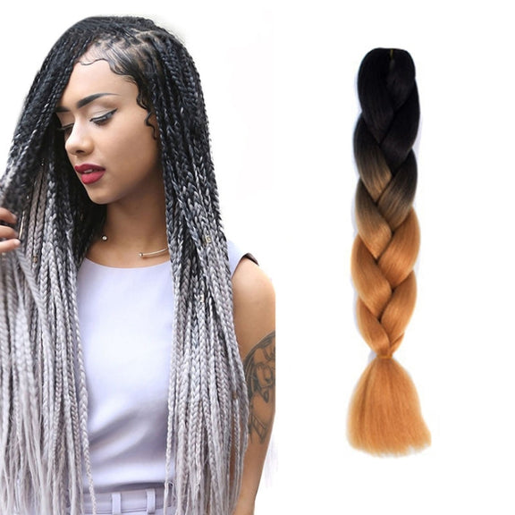 Fashion Color Gradient Individual Braid Wigs Chemical Fiber Big Braids, Length: 60cm(48 Black+Yellow Brown)