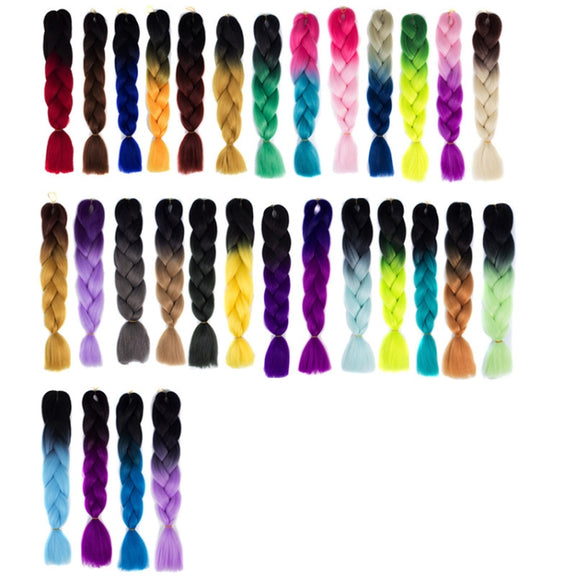 Fashion Color Gradient Individual Braid Wigs Chemical Fiber Big Braids, Length: 60cm(23 Brown+Gold Yellow)