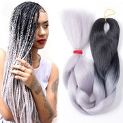 Fashion Color Gradient Individual Braid Wigs Chemical Fiber Big Braids, Length: 60cm(58 Black+Light Purple)