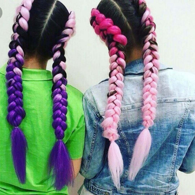 Fashion Color Gradient Individual Braid Wigs Chemical Fiber Big Braids, Length: 60cm(22 Brown+Beige)