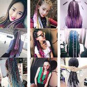 Fashion Color Gradient Individual Braid Wigs Chemical Fiber Big Braids, Length: 60cm(12 Black+Dark Green)