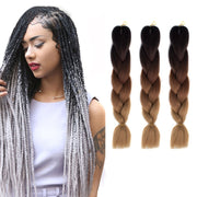 Fashion Color Gradient Individual Braid Wigs Chemical Fiber Big Braids, Length: 60cm(37 Black+Dark Brown+Light Brown)