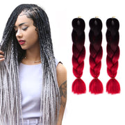 Fashion Color Gradient Individual Braid Wigs Chemical Fiber Big Braids, Length: 60cm(45 Black+Wine Red+Red)