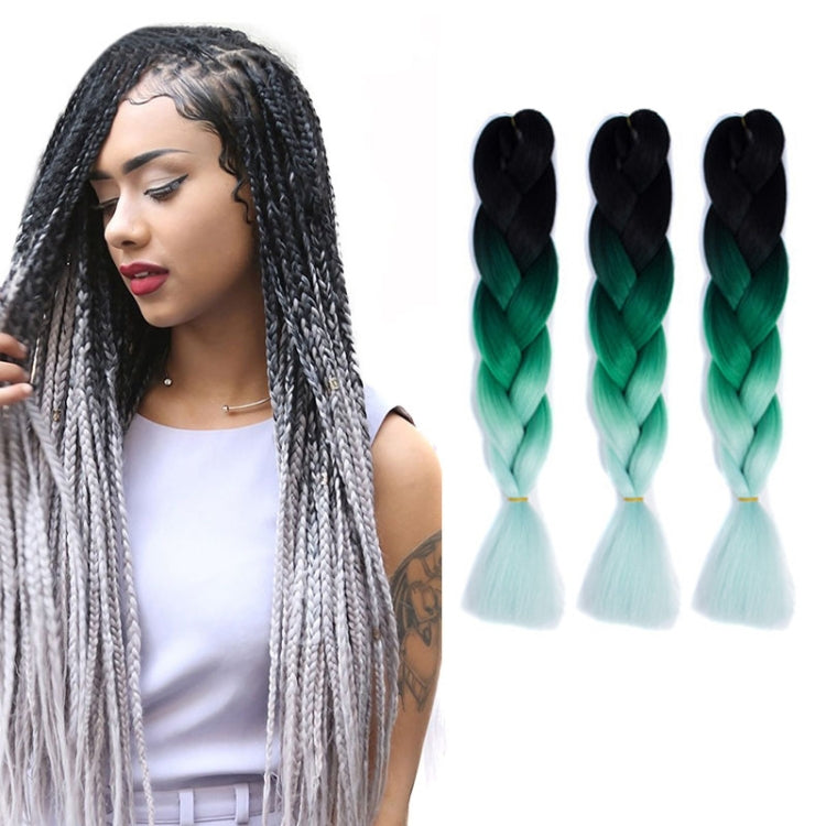 Fashion Color Gradient Individual Braid Wigs Chemical Fiber Big Braids, Length: 60cm(47 Black+Dark Green+Light Green) - free shipping - PMC TechLife - Order now!