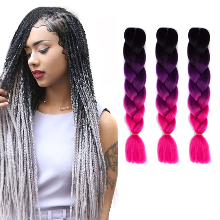 Fashion Color Gradient Individual Braid Wigs Chemical Fiber Big Braids, Length: 60cm(50 Black+Purple+Rose Red) - free shipping - PMC TechLife - Order now!
