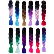 Fashion Color Gradient Individual Braid Wigs Chemical Fiber Big Braids, Length: 60cm(46 Black+Dark Green+Green)