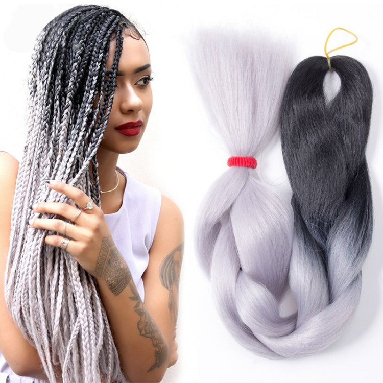 Fashion Color Gradient Individual Braid Wigs Chemical Fiber Big Braids, Length: 60cm(44 Black+Pink+Purple)