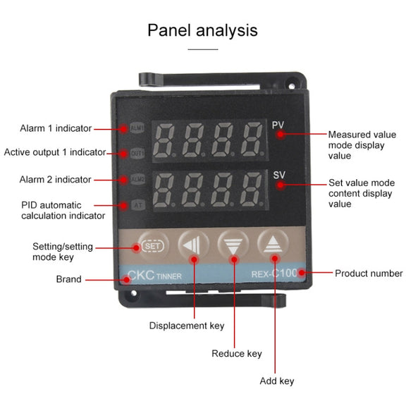 REX-C100 Thermostat + Thermocouple + SSR-80 DA Solid State Module Intelligent Temperature Control Kit