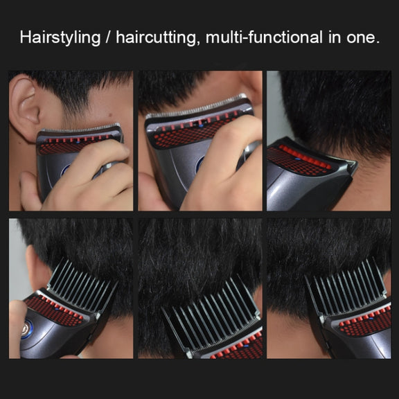 HJ-2018 Men Electric Shaver Fader Self-help Hair Clipper, with Cloth + Sponge + Pure Steel Tooth Scissors +Plain Steel Scissors + Spare Cutter Head, Standard Version, CN Plug