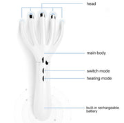 Mini Portable Rechargeable Multifunctional Head Massager Massage Comb (White)