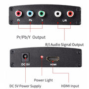 1080P HD HDMI to YPbPr Video and R/L Audio Adapter Converter(Black)