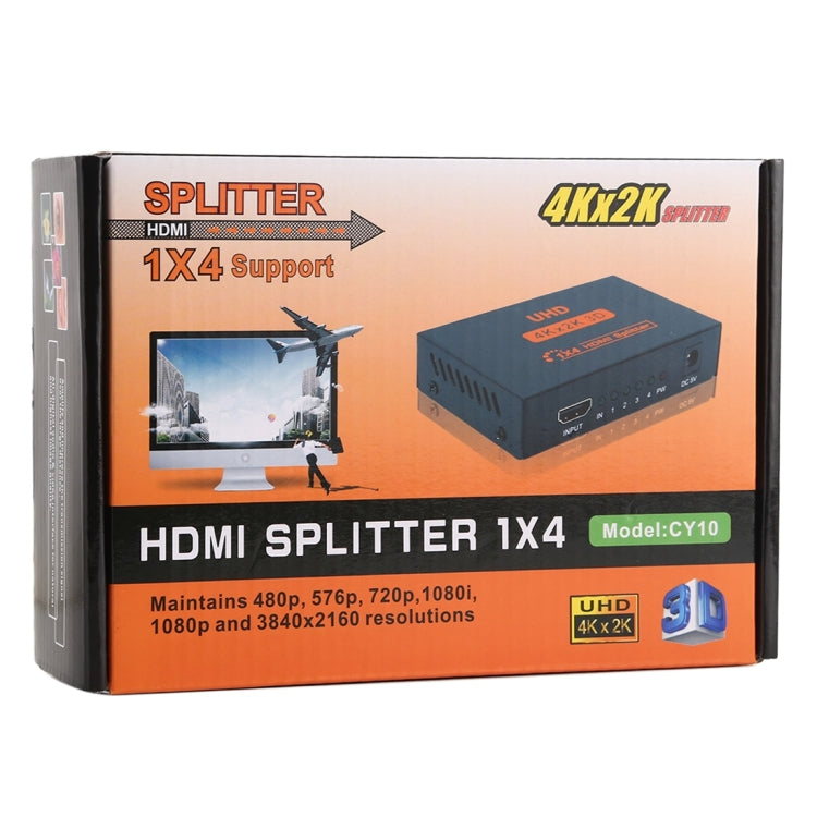 CY10 UHD 4K x 2K 3D 1 x 4 HDMI Splitter (AU Plug) - Splitter by PMC TechLife | Online Shopping South Africa | PMC TechLife | Buy Now Pay Later Mobicred