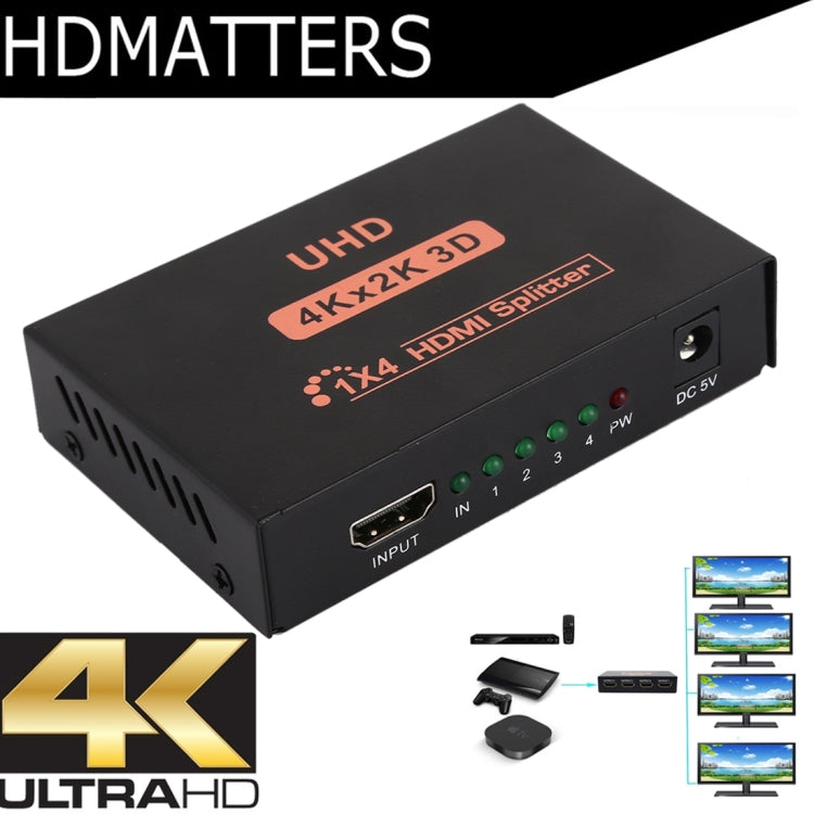 CY10 UHD 4K x 2K 3D 1 x 4 HDMI Splitter (UK Plug)