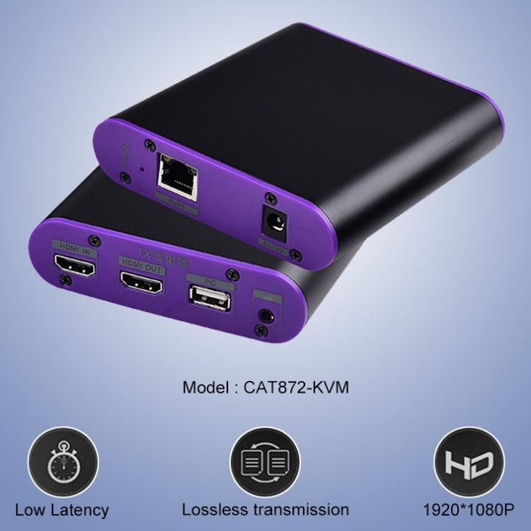 CAT872-KVM HDMI Extender (Receiver & Sender) over CAT5e/CAT6 Cable with USB Port and KVM Function, Transmission Distance: 200m(EU Plug) - Amplifier by PMC Jewellery | Online Shopping South Africa | PMC Jewellery | Buy Now Pay Later Mobicred