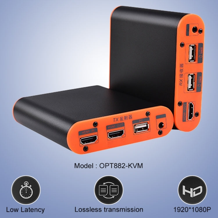 OPT882-KVM HDMI Extender (Receiver & Sender) Fiber Optic Extender with USB Port and KVM Function, Transmission Distance: 20KM (EU Plug) - Amplifier by PMC Jewellery | Online Shopping South Africa | PMC Jewellery | Buy Now Pay Later Mobicred