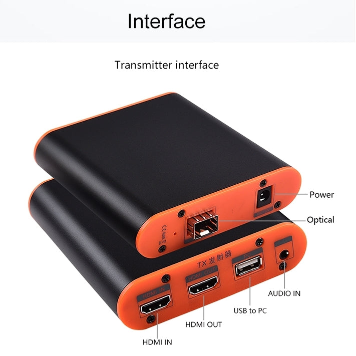OPT882-KVM HDMI Extender (Receiver & Sender) Fiber Optic Extender with USB Port and KVM Function, Transmission Distance: 20KM (EU Plug) - Amplifier by PMC Jewellery | Online Shopping South Africa | PMC Jewellery | Buy Now Pay Later Mobicred