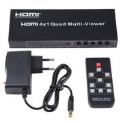 4 in 1 Out HDMI Quad Multi-viewer with Seamless Switcher, UK Plug