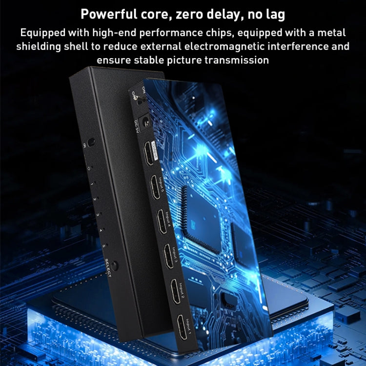 Measy SWH4651 4K 60Hz 5 In 1 Out HDMI Converter Switcher, Plug Type: EU Plug (Black) - free shipping - PMC Jewellery - Order now!