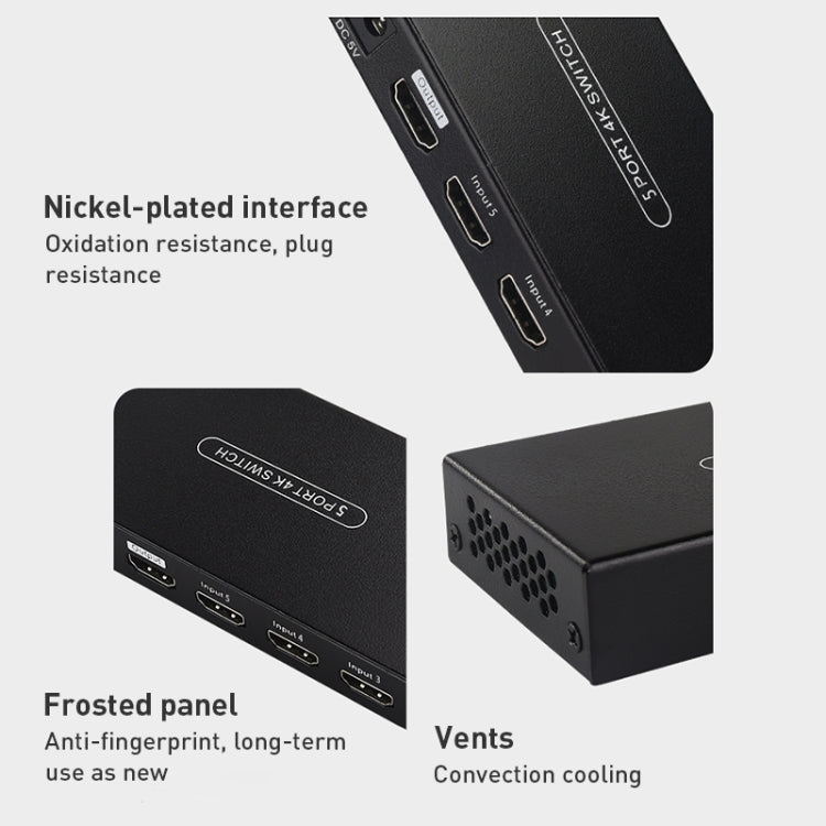 Measy SWH4631 4K 60Hz 3 In 1 Out HDMI Converter Switcher, Plug Type: US Plug (Black)