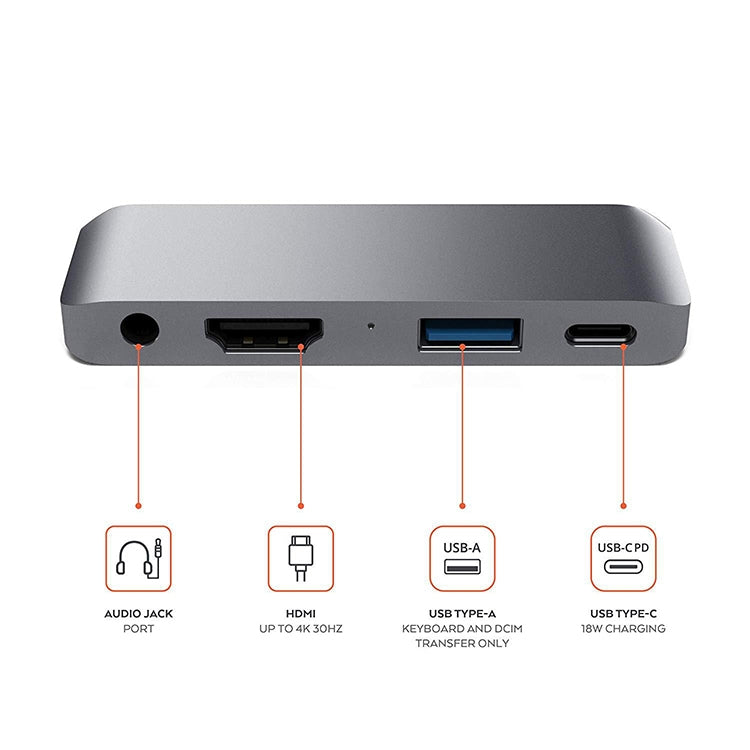 HW-TC29 4 In 1 Type-C / USB-C Multifunctional Extension HUB Adapter iPad Pro Hub (Grey) - free shipping - PMC Jewellery - Order now!