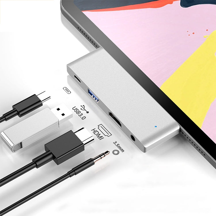 HW-TC29 4 In 1 Type-C / USB-C Multifunctional Extension HUB Adapter iPad Pro Hub (Grey) - free shipping - PMC Jewellery - Order now!