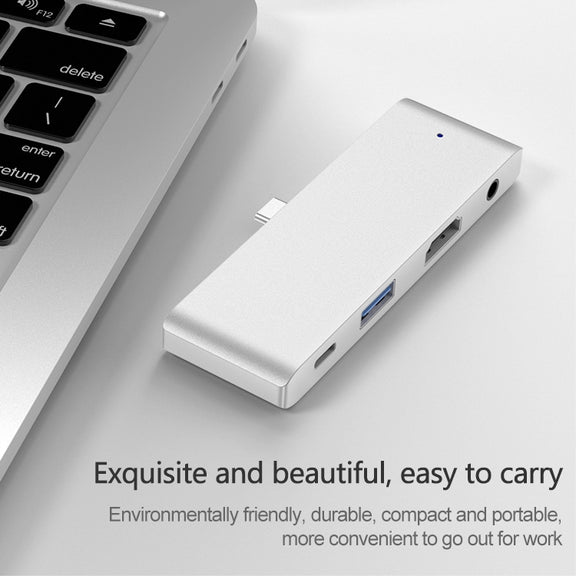 HW-TC29 4 In 1 Type-C / USB-C Multifunctional Extension HUB Adapter iPad Pro Hub (Grey)