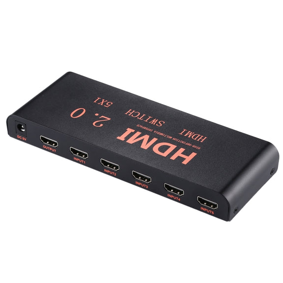 5X1 4K/60Hz HDMI 2.0 Switch with Remote Control, EU Plug