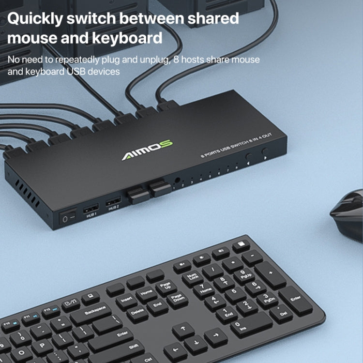 AIMOS AM-KM804 USB 8 In 4 Out Switch - USB Adapter by PMC Jewellery | Online Shopping South Africa | PMC Jewellery | Buy Now Pay Later Mobicred