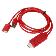 USB Male + USB 2.0 Female to HDMI Phone to HDTV Adapter Cable(Red)