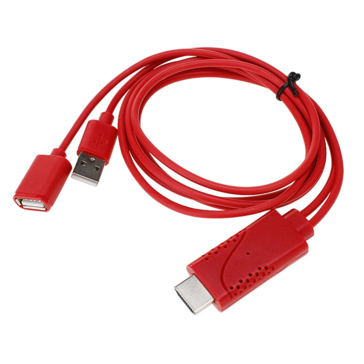 USB Male + USB 2.0 Female to HDMI Phone to HDTV Adapter Cable(Red)