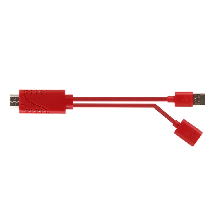 USB Male + USB 2.0 Female to HDMI Phone to HDTV Adapter Cable(Red)