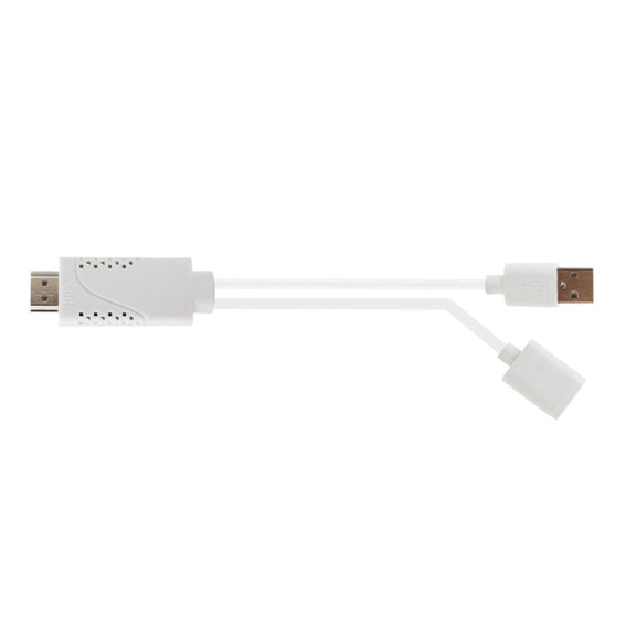 USB Male + USB 2.0 Female to HDMI Phone to HDTV Adapter Cable(White)