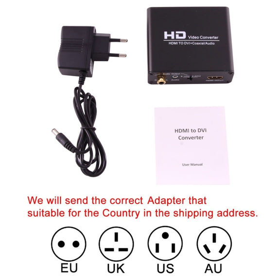 NEWKENG X5 HDMI to DVI with Audio 3.5mm Coaxial Output Video Converter, AU Plug